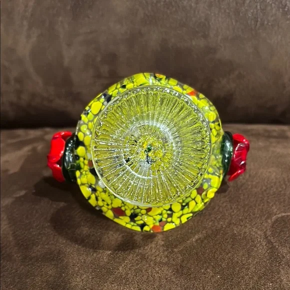 Glass Basket with Floral Accents EUC - Picture 6 of 9